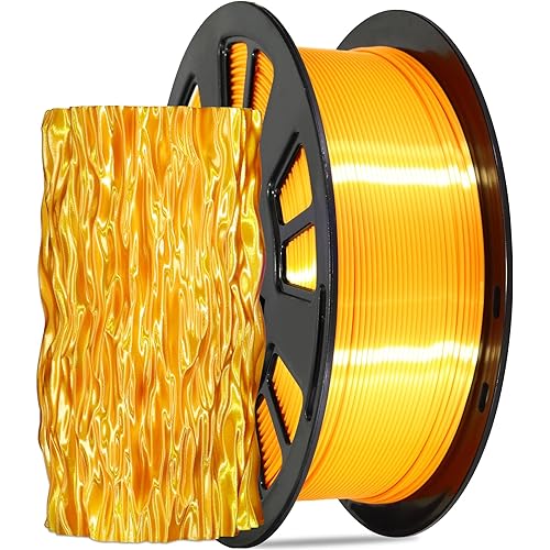 Silk Gold PLA Satin Shiny 3D Printer Filament, 1.75mm Diameter 1kg Spool 2.2lbs for FDM 3D Printers