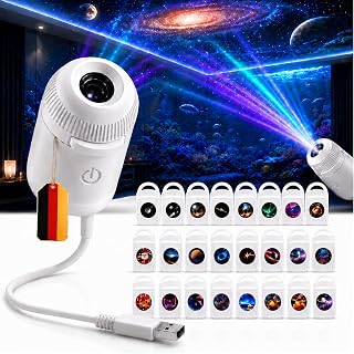 Holografischer Nachtlicht Projektor, 2-in-1 Galaxy Night Light Projector, Projektor Plug-and-Play für Schlafzimmer, Wohnzimmer, Auto