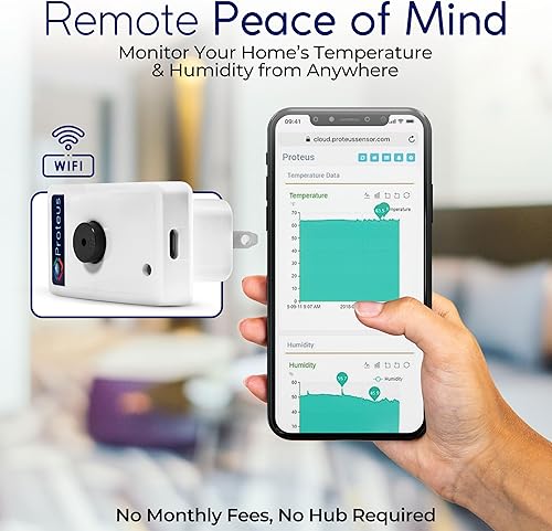 Miniatura 2 de Proteus AMBIO - Sensor de temperatura y humedad Wifi con zumbador y alertas de correo electrónicotexto