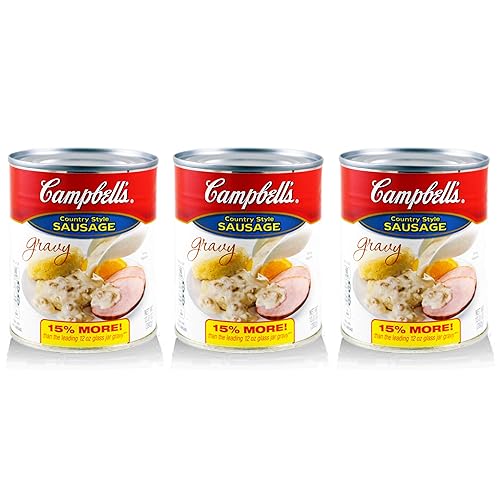 Campbell's Soup Campbell's Country Style - Salsa de desayuno con salsa de desayuno, paquete de 3  Salsa de salchicha de desayuno enlatada de 13.8