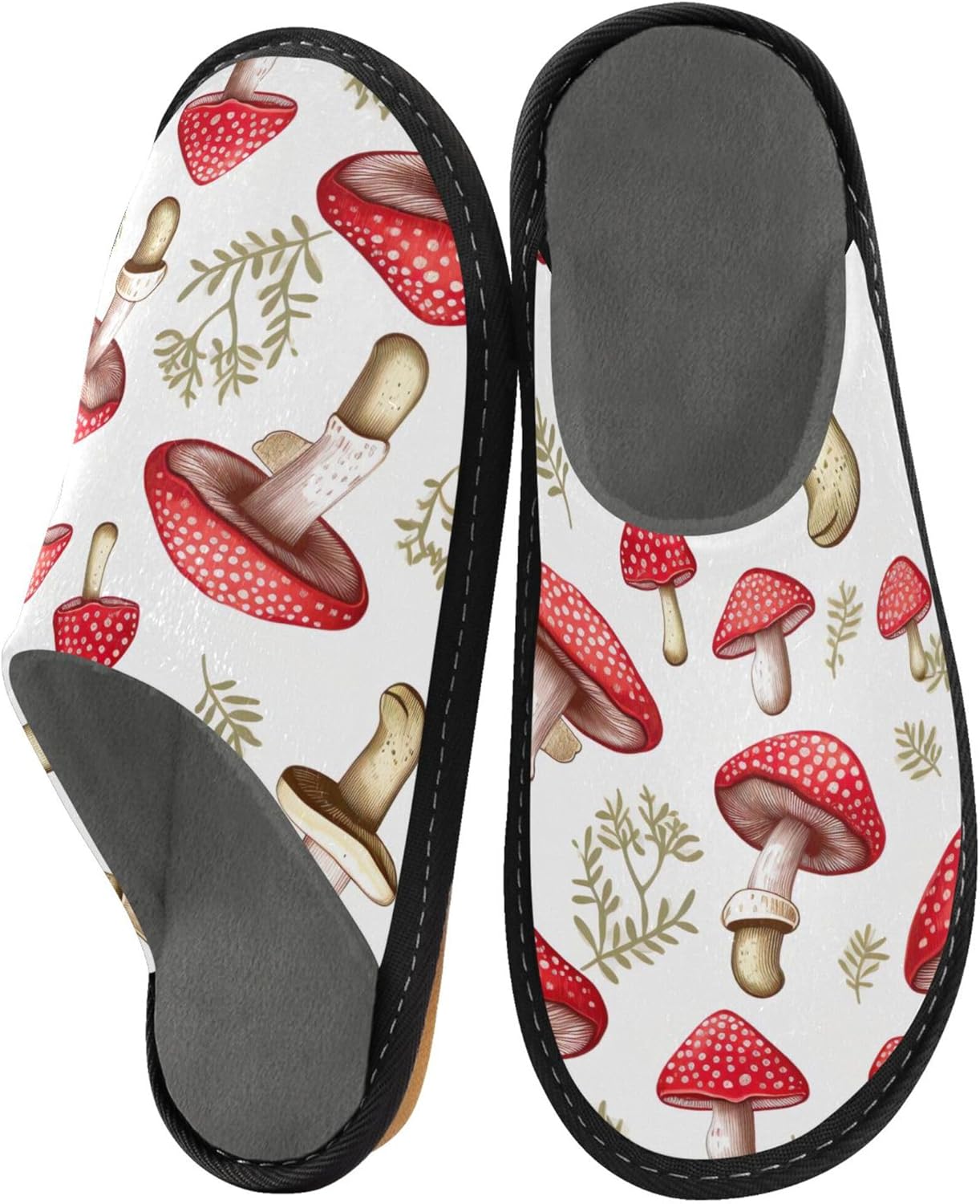 Mushroom House Slippers – Cozy Fuzzy Slippers for Guests, Washable & Disposable, Perfect for Shoeless Home, Spa & Hotel Use A112280