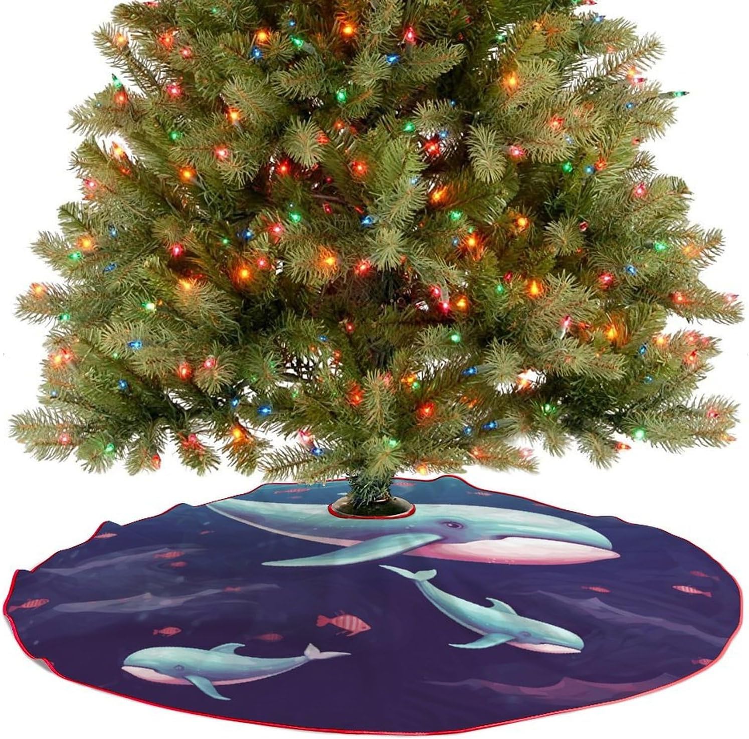 Christmas Tree Skirt Large Tree Skirts Whale Xmas Tree Skirt Christmas Decoration Christmas Tree Mat for Indoor Outdoor Holiday Party Xmas Tree Decor