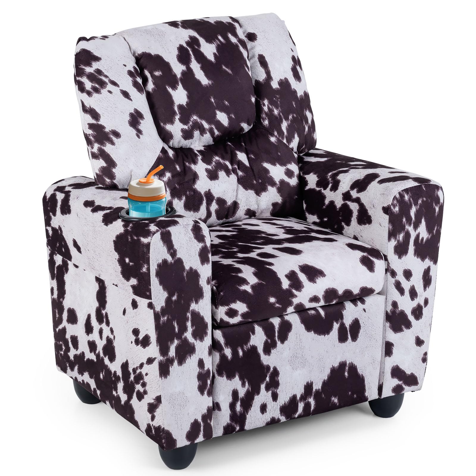 GLACER Kids Recliner with Cup Holder, Velvet Toddler Lounge Chair