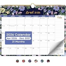 Calendar 2026-2027, 21-Month Wall Calendar Runs from Apr 2026 to Dec 2027,11.5" x 14.7",Large Monthly Calendar with Twin-Wire Binding, Perfect for Home or Office - Midnight Garden
