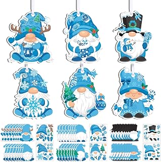 Chiisong 48 Pcs Winter Craft Kits for Kids Winter Gnome Crafts DIY Ornaments Kit Make Your Own Holiday Gnome Ornaments for Xmas Tree Holiday Decor