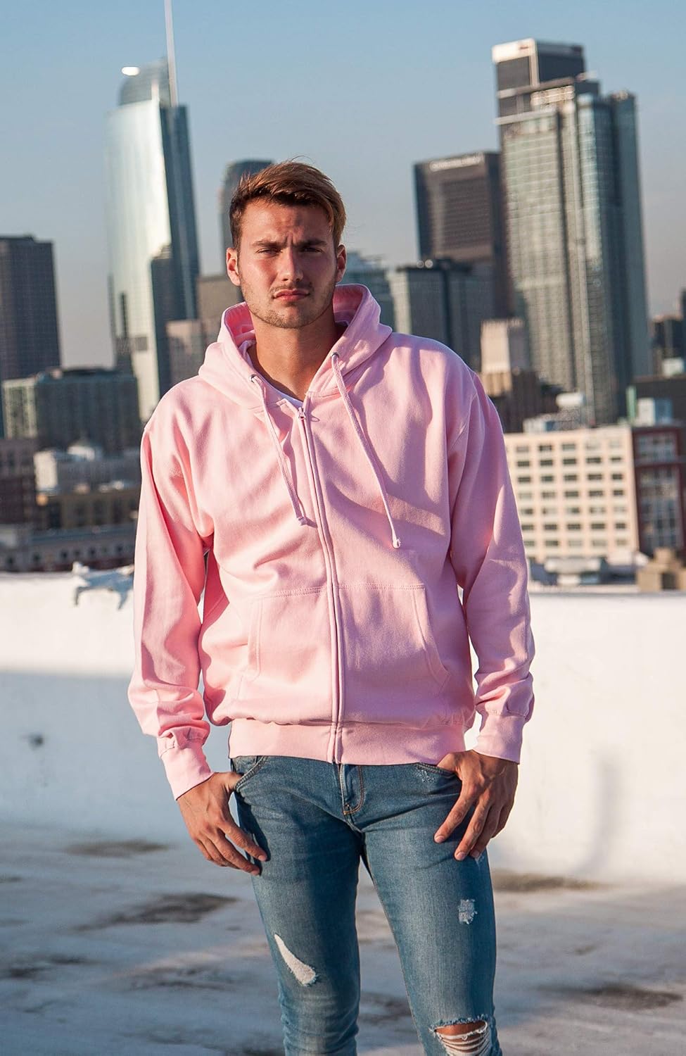 Zip Up Hoodie Men, Full Zipper Long Sleave Hooded Sweatshirt Fleece Jacket Men, Warm Pullover with Kangaroo Pocket