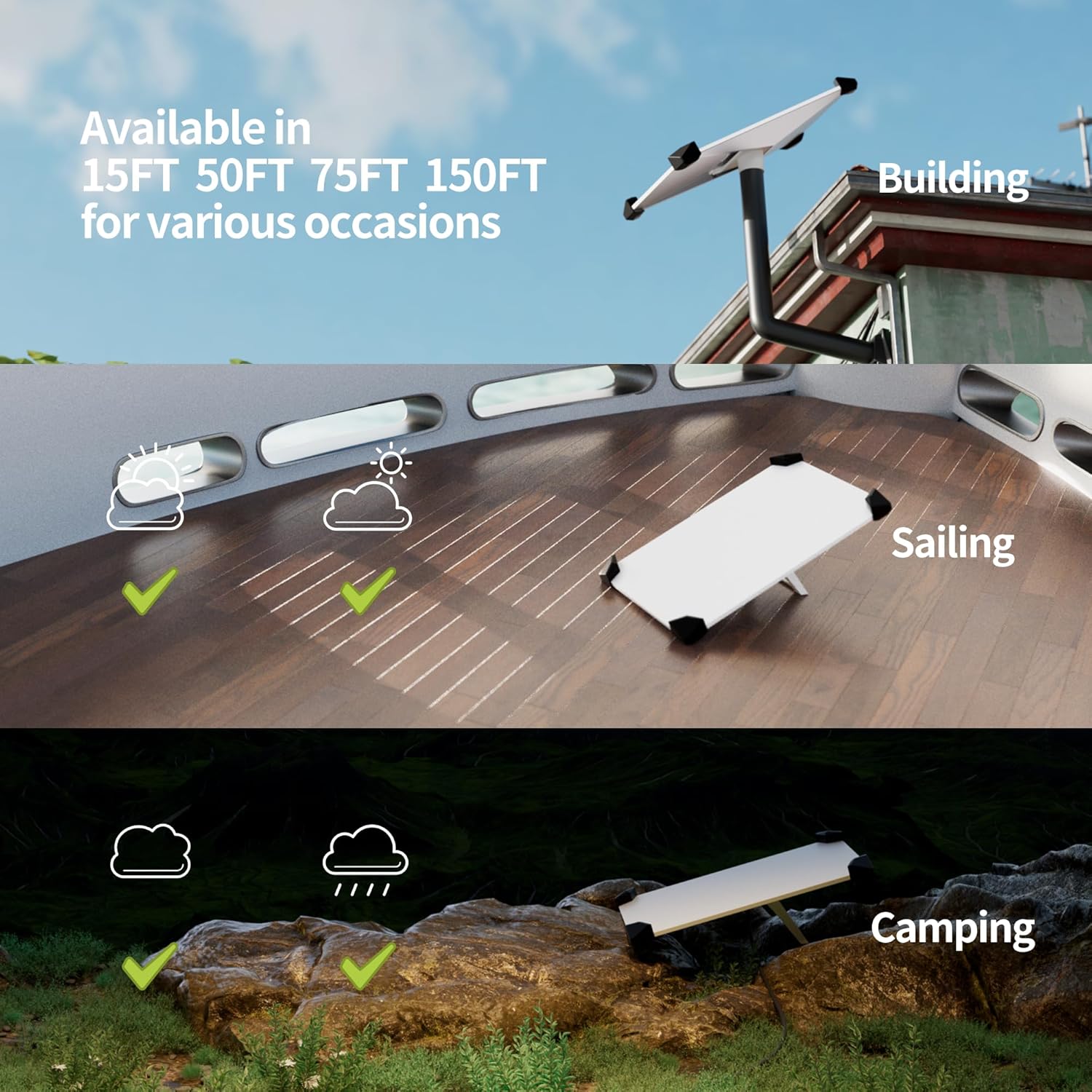 for Starlink Gen 3/Mini Cable 50FT/15M Ethernet Replacement Cable for Standard V3 Extension Waterproof Accessories Cable