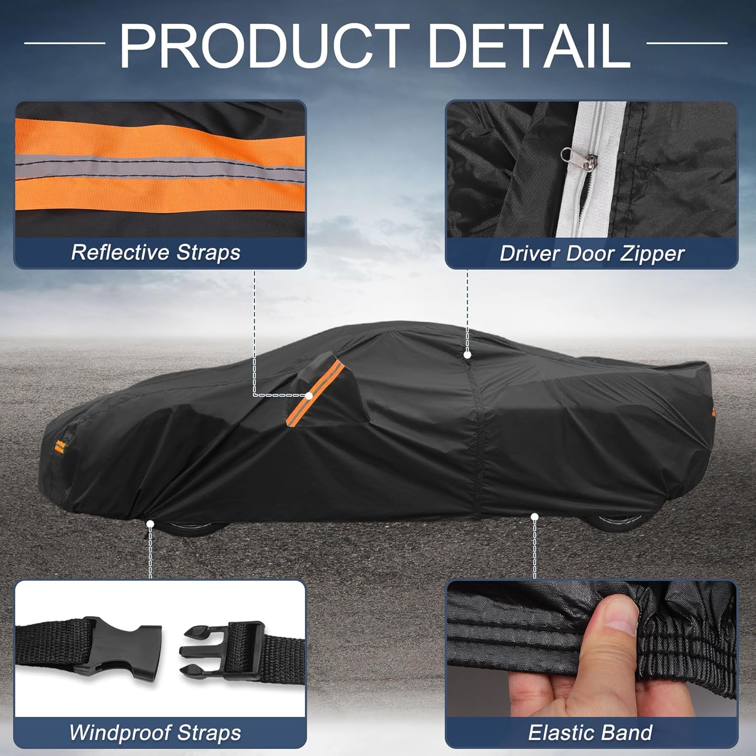 X AUTOHAUX Car Cover Outdoor Waterproof Sun Rain Snow Hail Protection with Left Side Door Zipper Aluminum Film for Toyota GR86