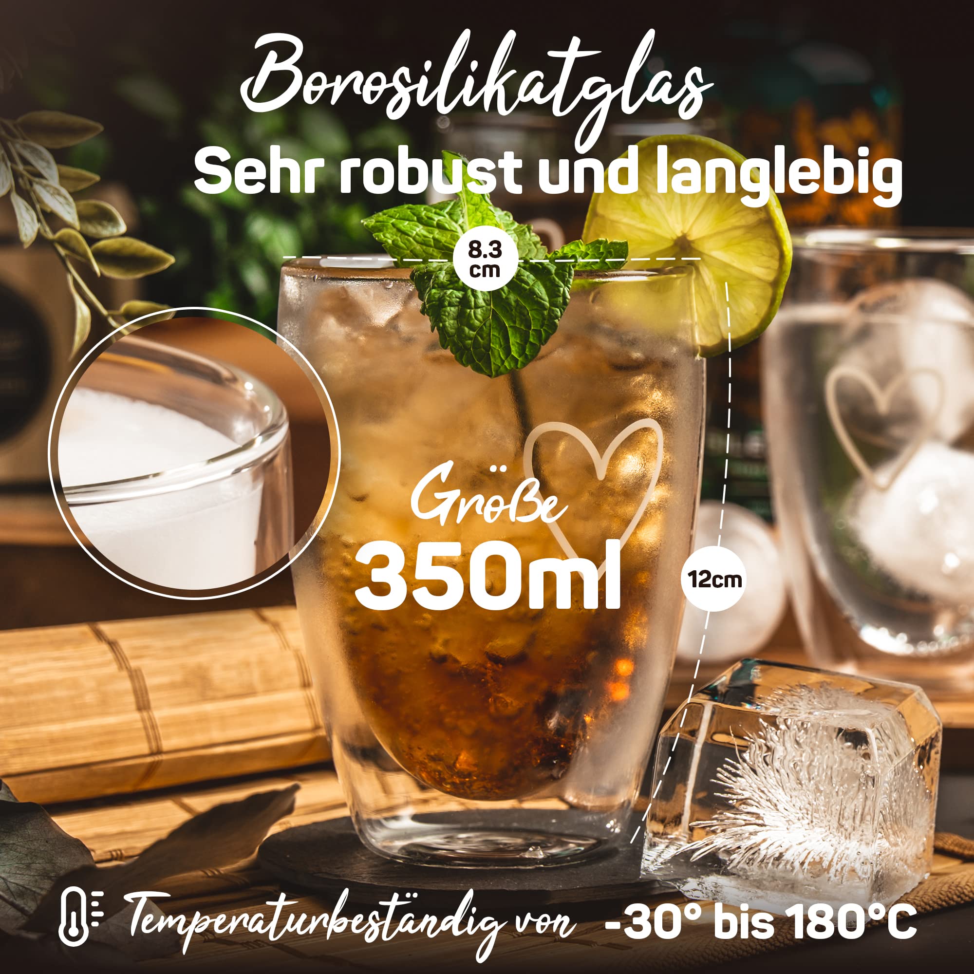 Professional Set di 2 bicchieri da Latte Macchiato a doppia