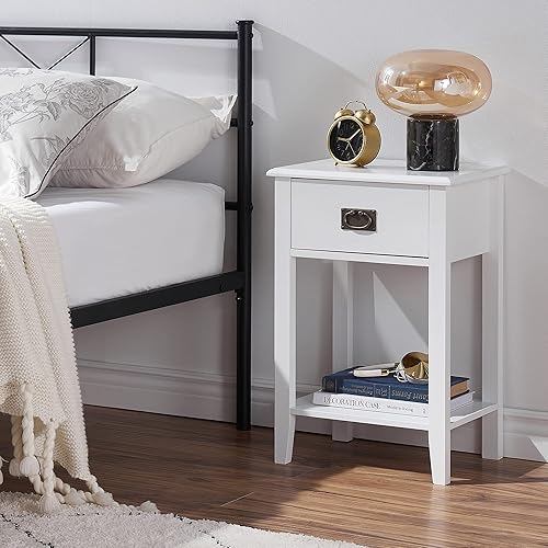 Miniatura 15 de VECELO Juego de 2 mesitas de noche para sala de estar, dormitorio, mesita de noche, muebles de acento vintage para espacios pequeños, patas de Negro