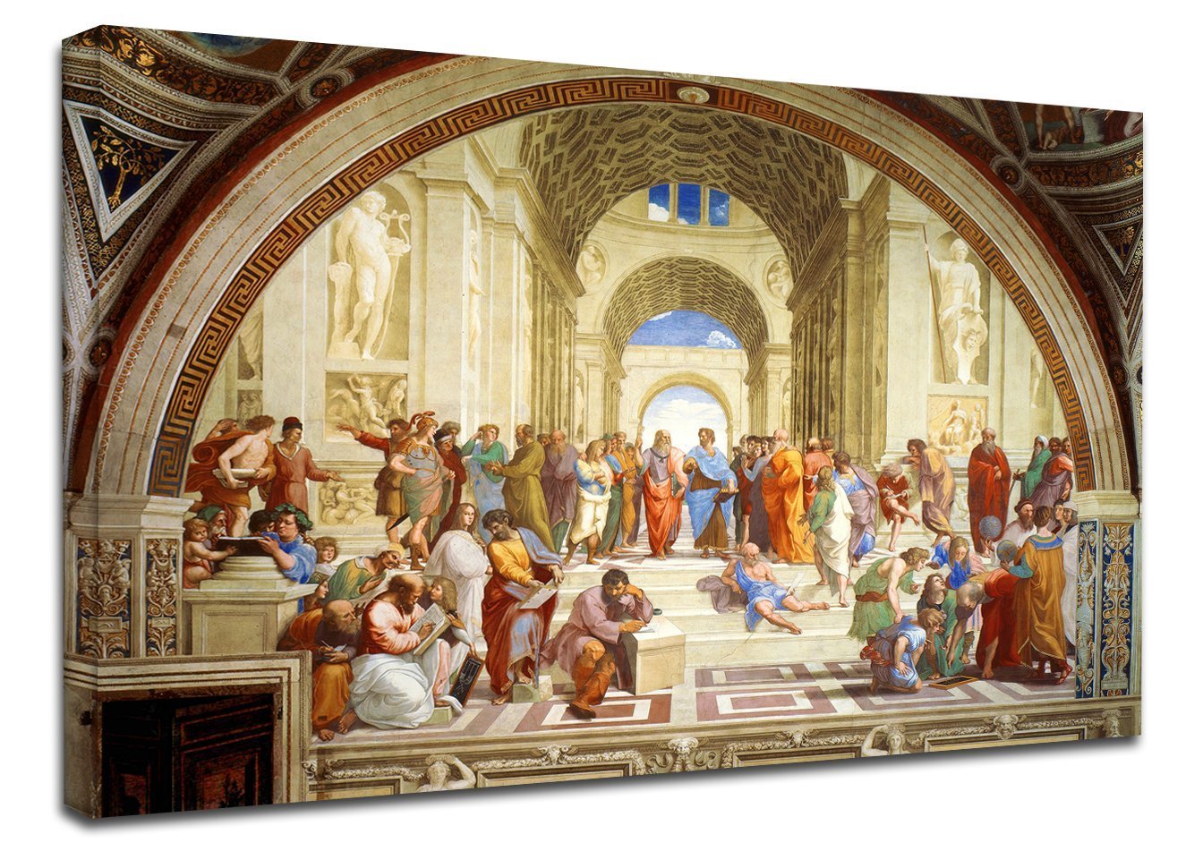 Bild Raffaello - Schule von Athen - Raffaello Sanzio - Leinwanddruck auf Leinwand mit oder ohne Rahmen - wählen Sie die gewünschte Größe von - cm 50 bis 130 cm Breite (BILD MIT HOLZRAHMEN, CM 90X60)