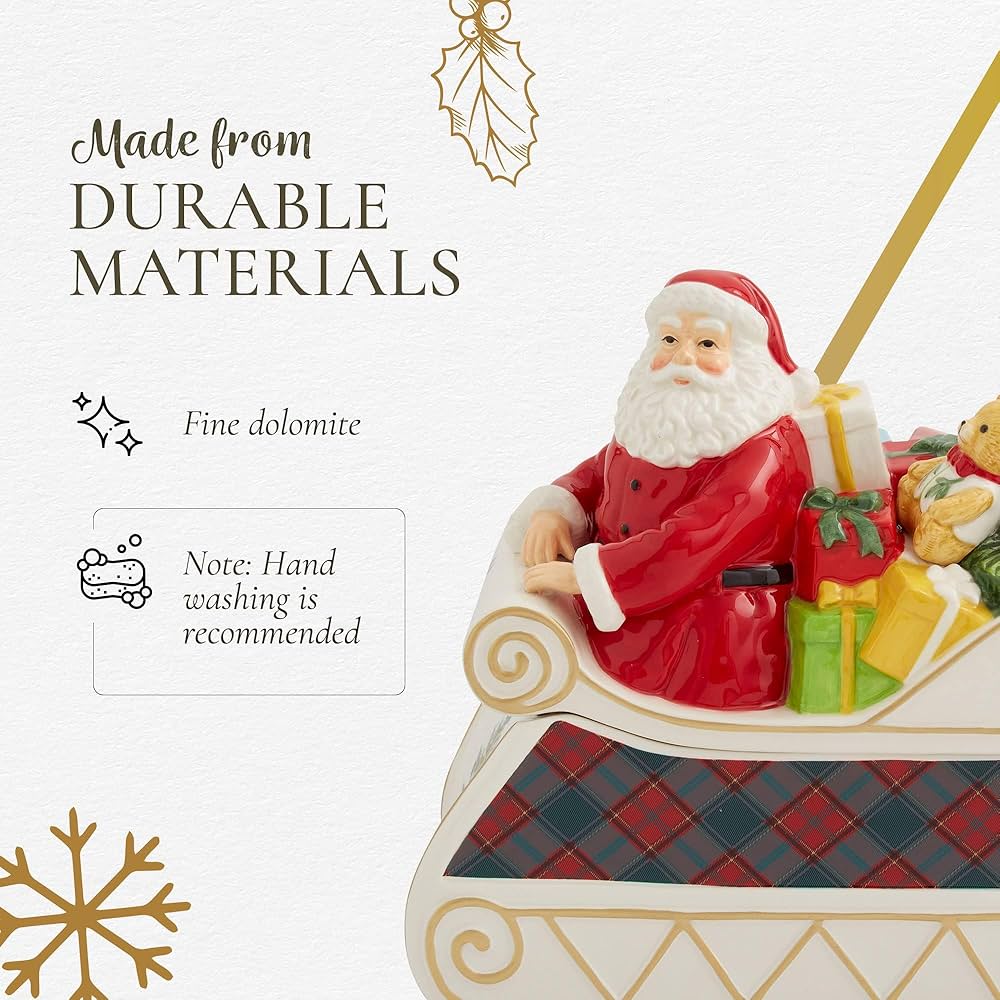 Amazon｜Spode – そりクッキージャーに入ったクリスマスツリーサンタ