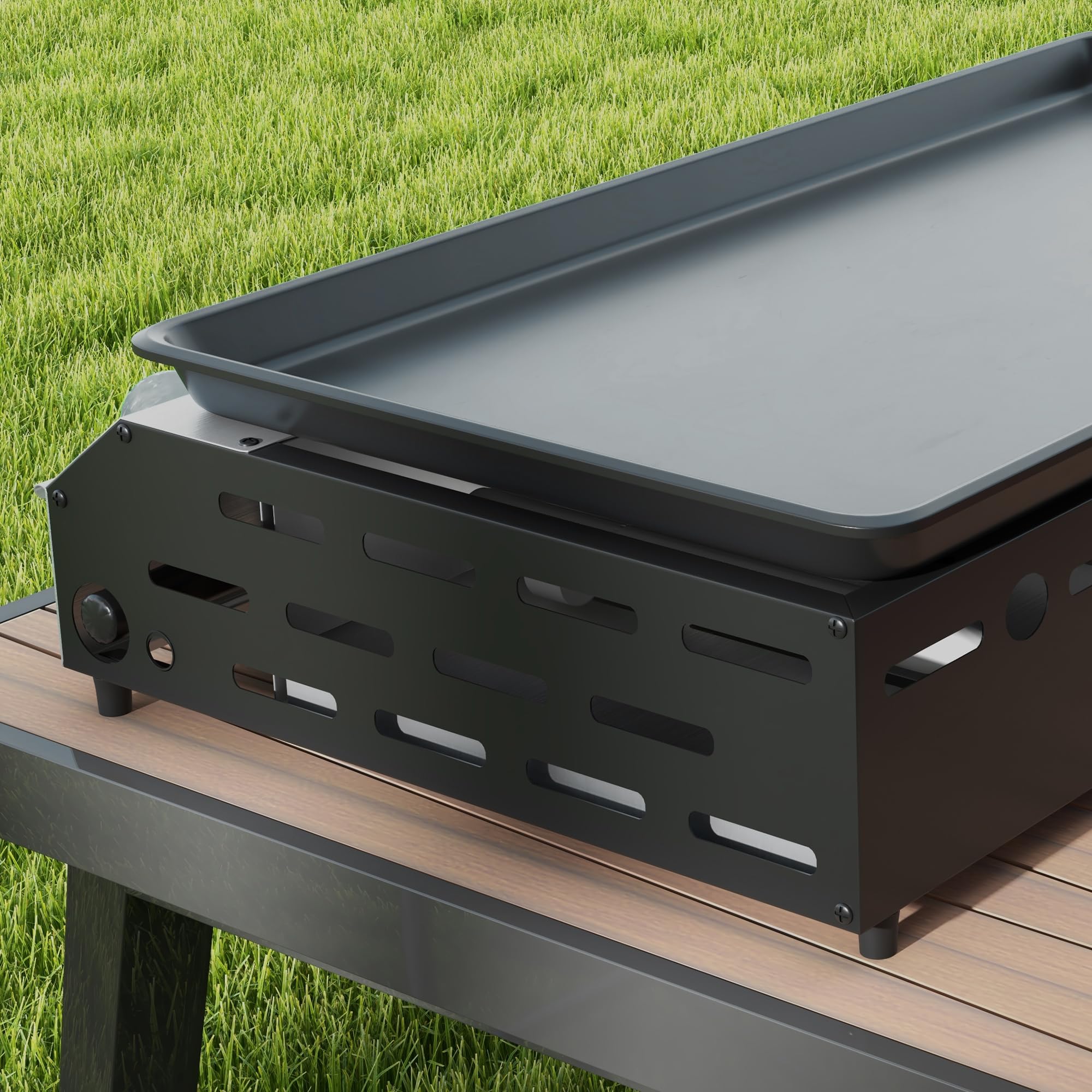 Outsunny Plancha gaz en acier inox émaillé plaque de cuisson 4 brûleurs 9,6 kW antiadhésive grande surface de cuisson 73L x 34l cm, transportable