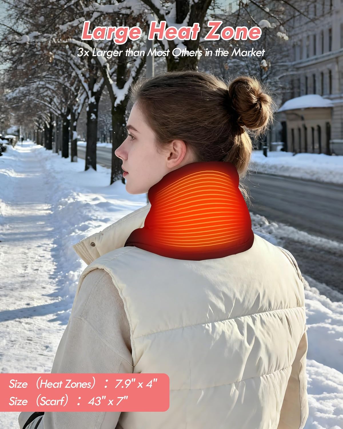 Heated Scarf for Women Men,Neck Heating Pad,Portable Heated Neck Wrap for Elderly People - Image 5