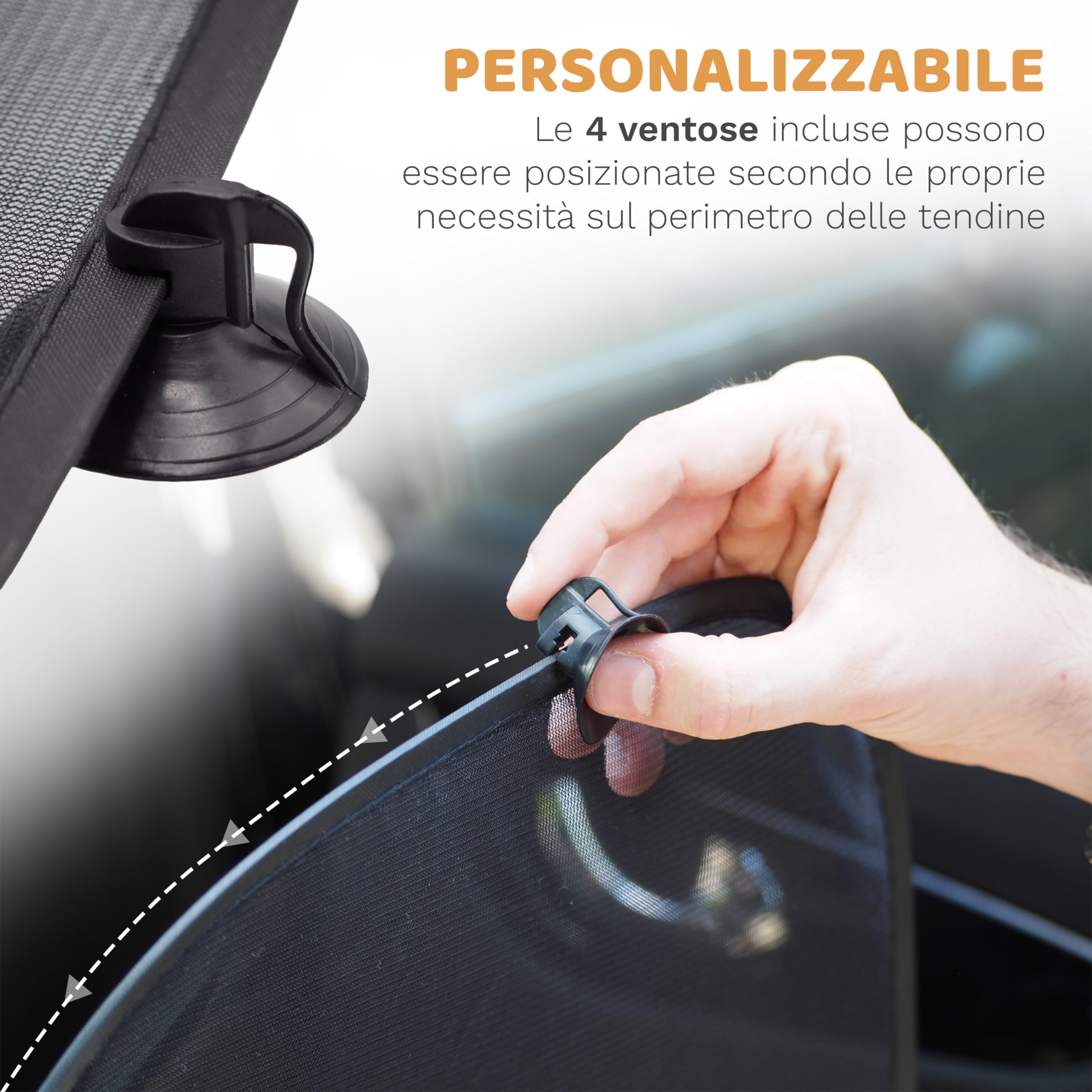 Tende Parasole Auto Per Bambini - 44x36cm, Nere, Con Ventosa, Universali Per Finestrini - Foto 6