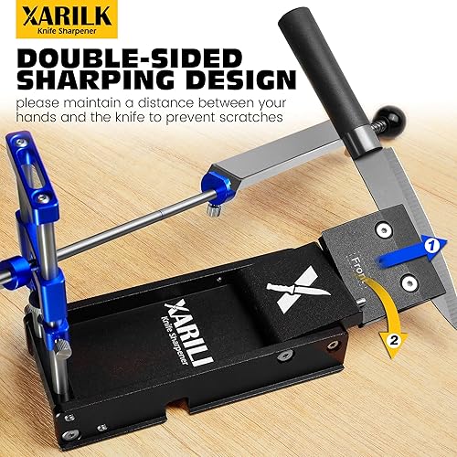 Miniatura 6 de Sistema de afilado de cuchillos portátil plegable, kit de afilador de cuchillos ajustable con 3 placas de aluminio con diamantes (320#, 800#,