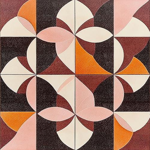 10 azulejos de suelo de arte geométrico retro de 12 x 12 pulgadas, despegar y pegar, autoadhesivas, autoadhesivas, calcomanías de vinilo para