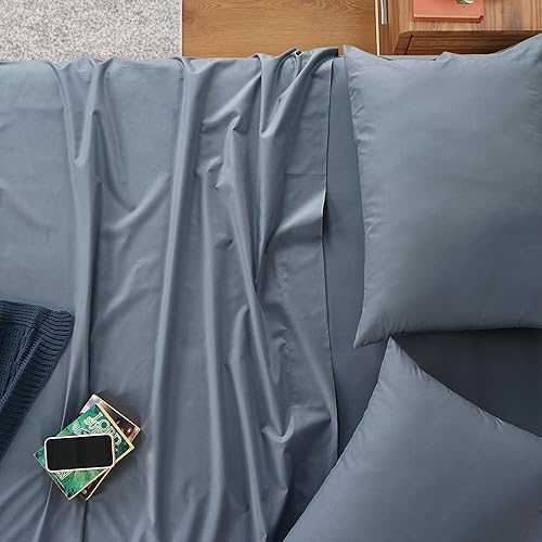 Miniatura 6 de Juego de sábanas Izod de 100% algodón egipcio tamaño King, juego de sábanas de percal de algodón de 4 piezas, liviano y bolsillo profundo que se