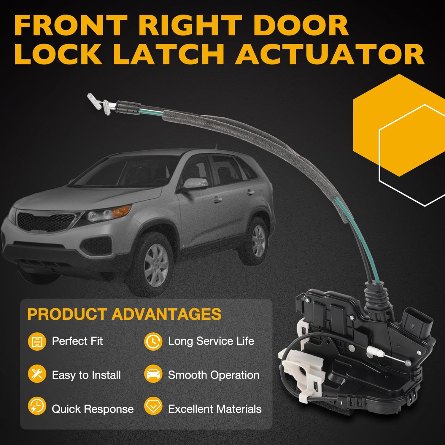 813202P020 Door Lock Latch Actuator Front Right Passenger Side, Compatible with 2011 2012 2013 2014 2015 Kia Sorento, Replaces# DLA1535