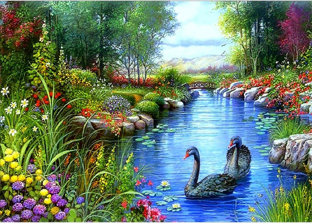 5D Diamond Painting Kit, Two Ducks And Green Grass DIY Rhinestone Embroidery Cross Stitch Arts Craft For Home Wall Decor 11.8*15.7 inch (30*40 cm)