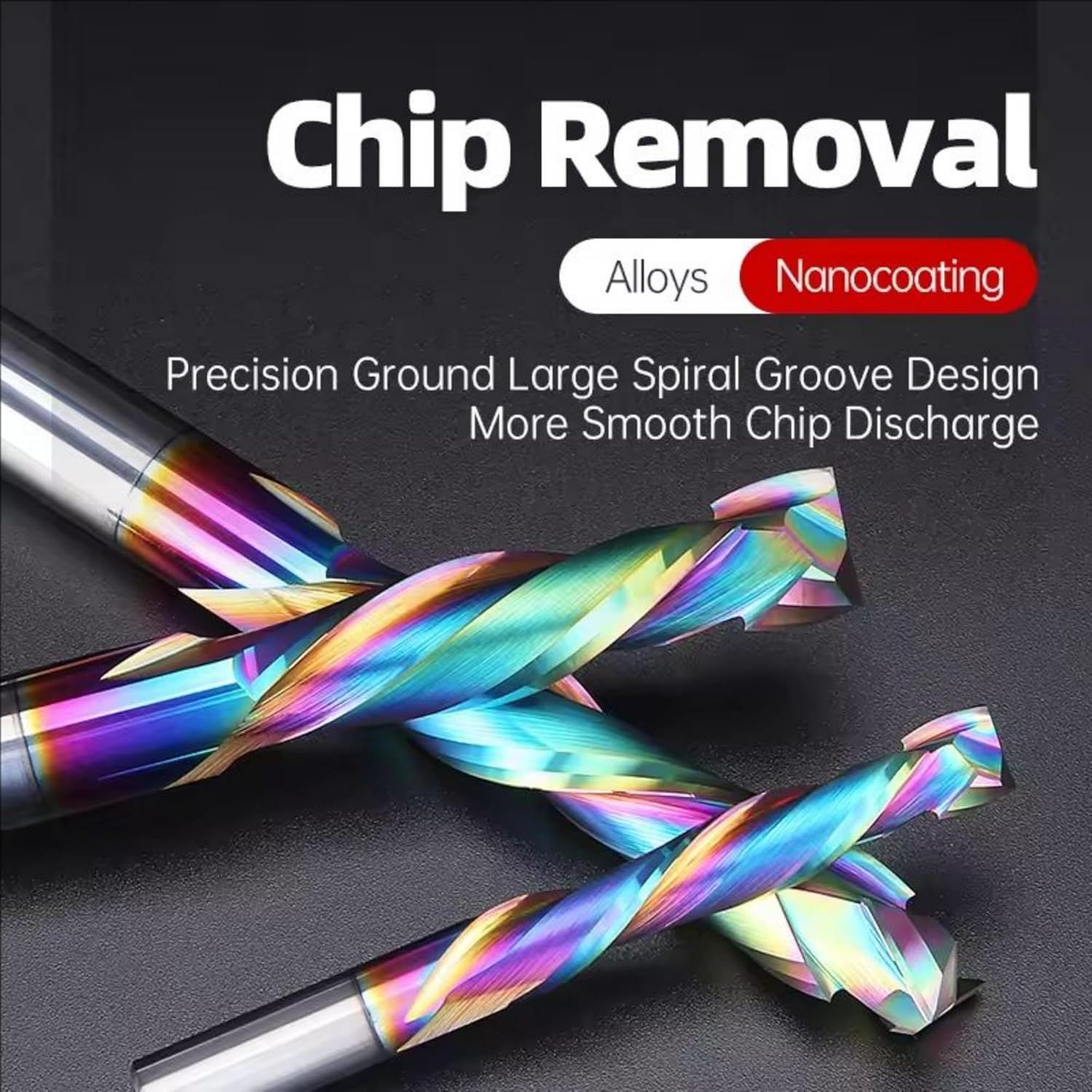 HUHAO Sprial Router Bit, UP & Down Compression End Mill with 1/2" Shank,2 Flutes Carbide Spiral Router Bis CNC End Mill with TAC Extra Long Life Coating for Wood Mill Cutters