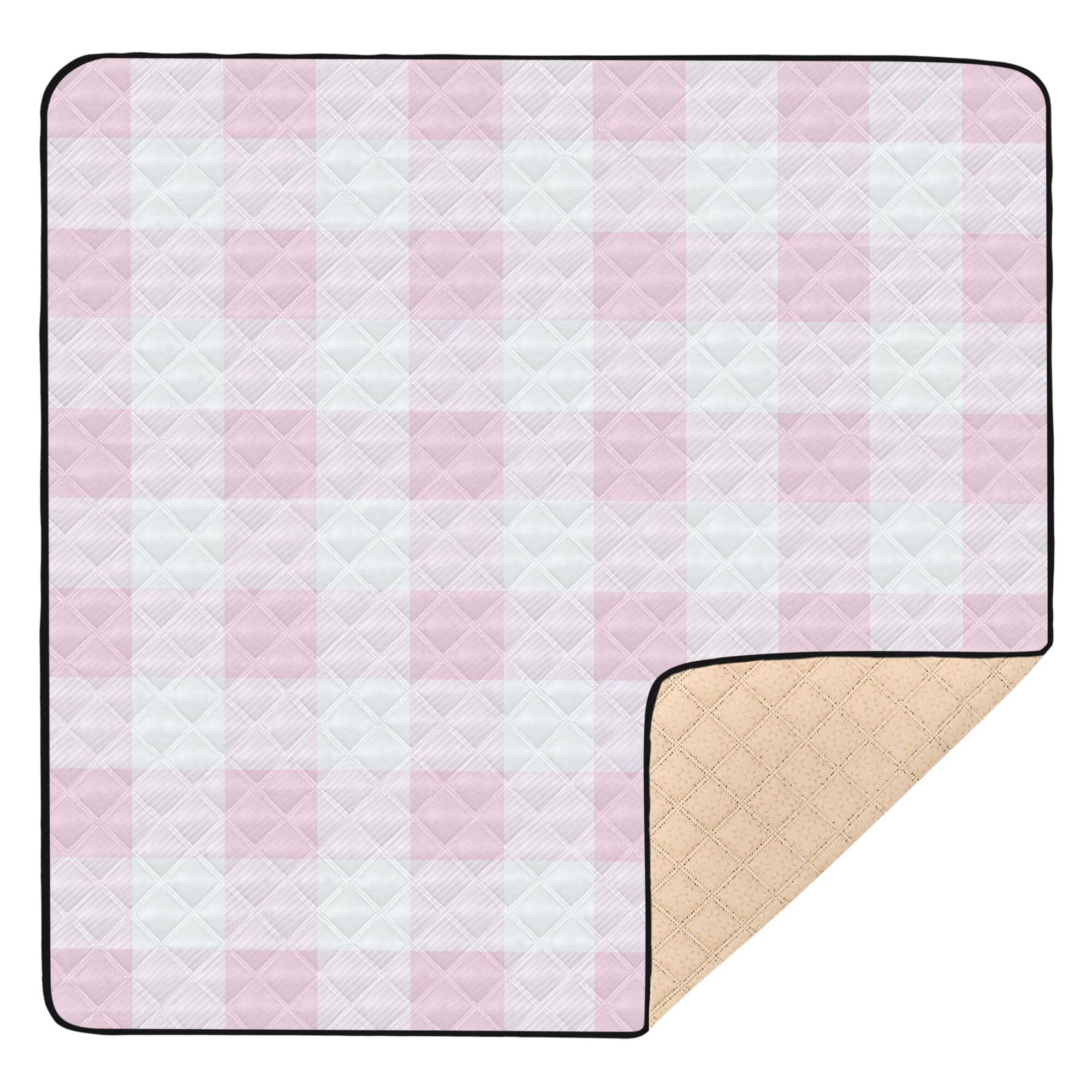 Alfombra de juego plegable para bebé, lavable, para actividades de gimnasio y actividades en el suelo, color pastel y blanco, 127 x 127 cm