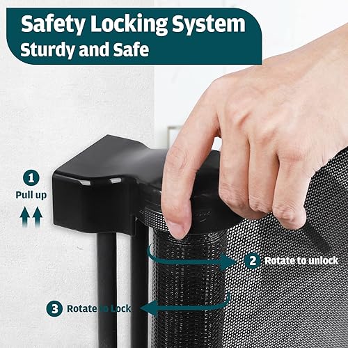 Miniatura 3 de Puertas retráctiles para bebés de 105 pulgadas, extra anchas retráctiles para perros, puertas extra anchas para bebés para aberturas grandes,