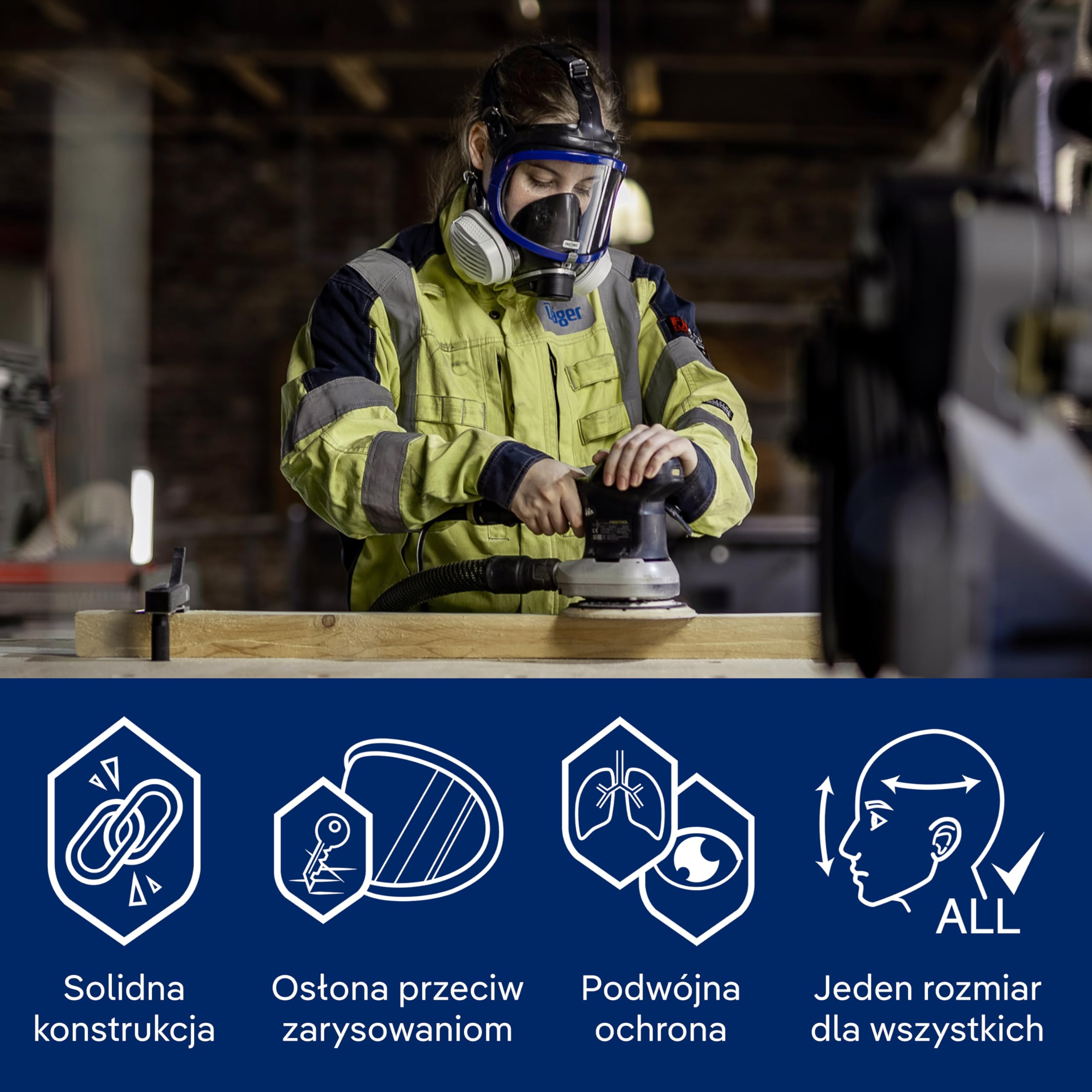 Dräger X-plore 5500 Maska ochronna do oddychania z wymiennymi filtrami P3 R | Odporna na kurz - drobne cząsteczki - proszek metaliczny