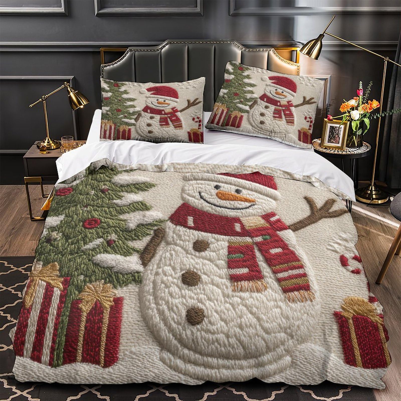 Traîneau de Noël housse de couette 220x240cm pour une chambre festive