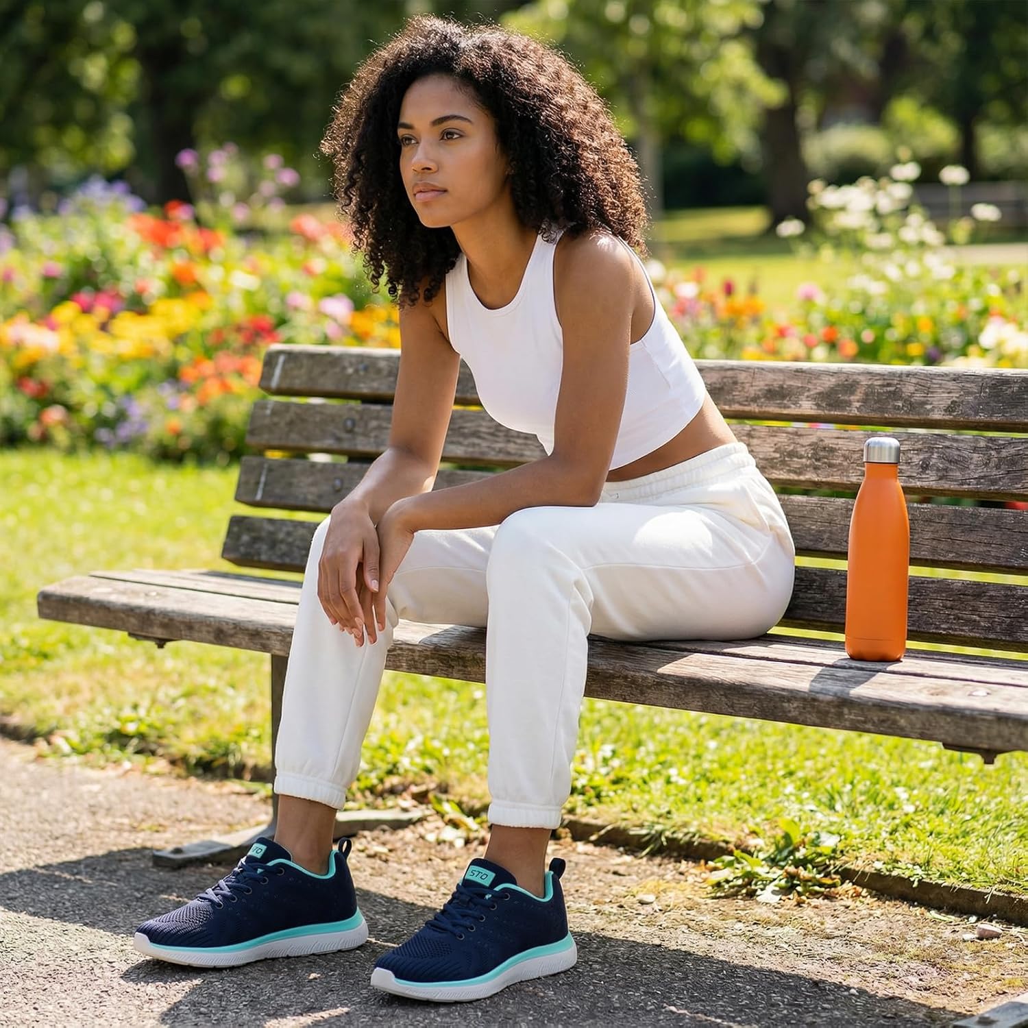 STQ Tennis Shoes Womens Sneakers Breathable Mesh Walking Shoes Arch Support Orthopedic Athletic Workout Gym Running Shoe for Travel Jogging Sports Cross Training - Image 2