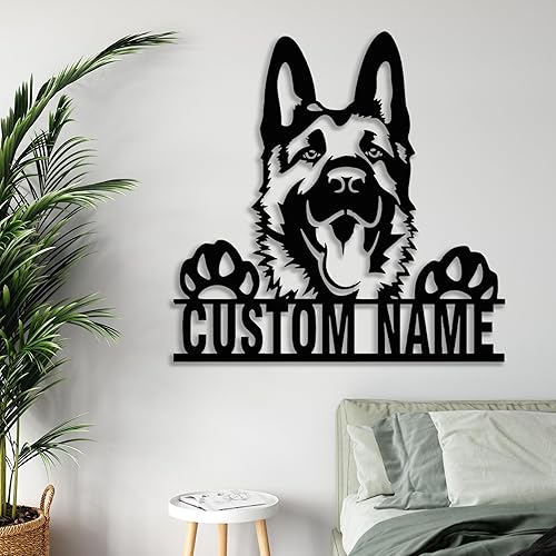Miniatura 4 de Figura de pastor alemán personalizada, letrero de metal, decoración de habitación de perro, divertido arte de pared de perro, regalos de pastor