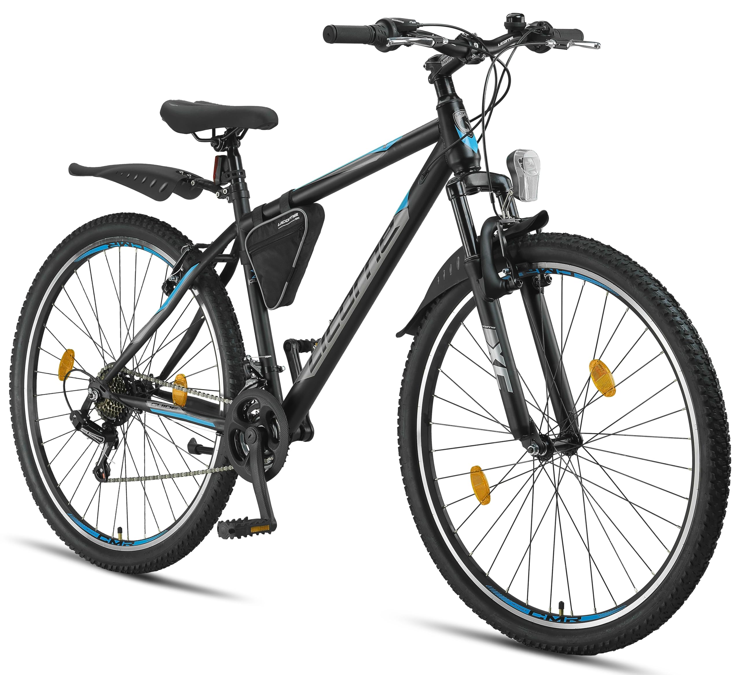 Licorne Bike Guide Premium Mountain Bike 29 pollici – Forcella ammortizzata MTB con freni a disco – Qualità tedesca – Per ragazzi e adulti (nero/blu)