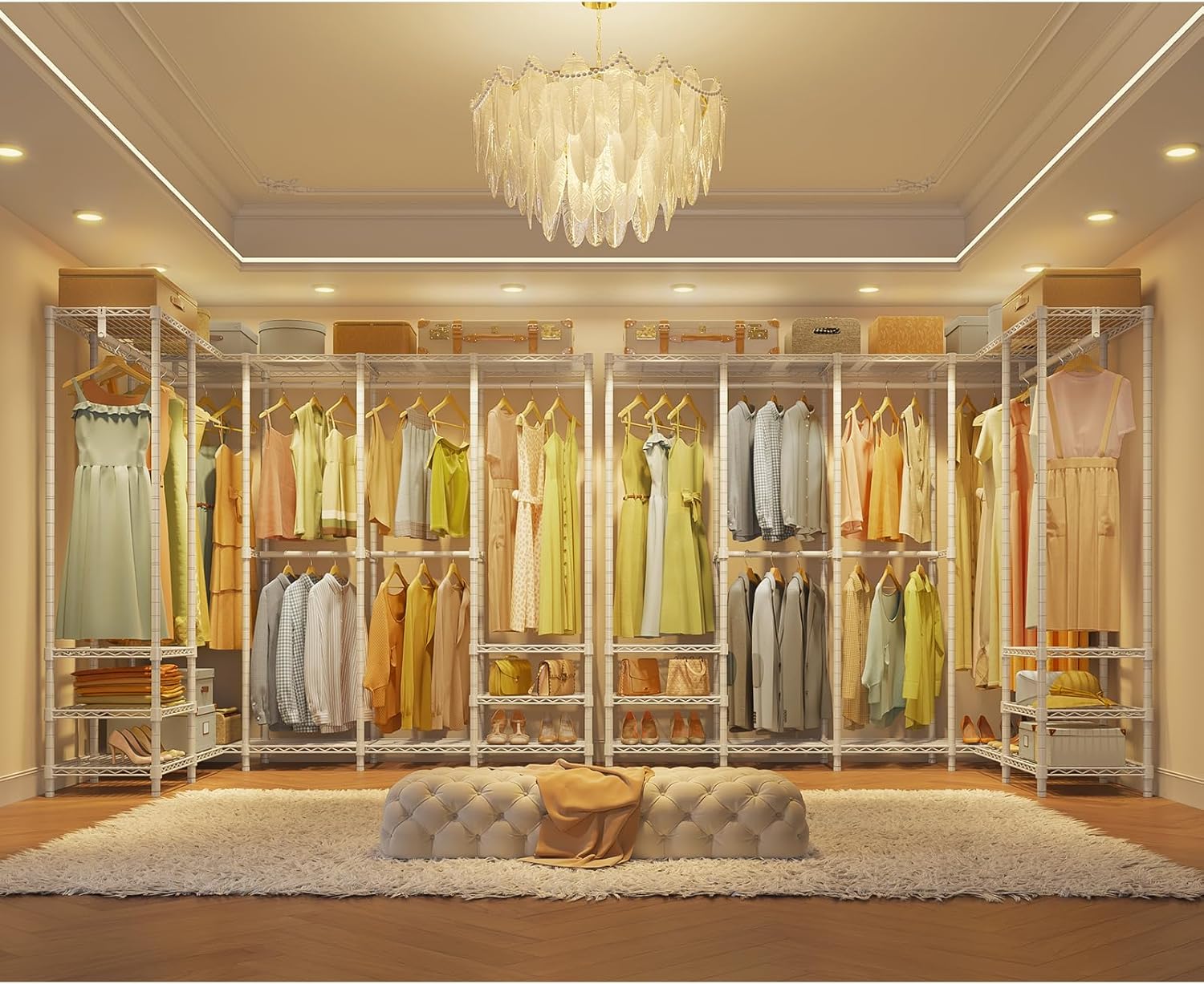 VIPEK V60 Extra Large Clothes Rack Portable Closet Rack Freestanding Wardrobe Heavy Duty Garment Rack Metal Closet for Hanging Clothes, Bedroom Storage Organizer, Max Load 1620lbs, White