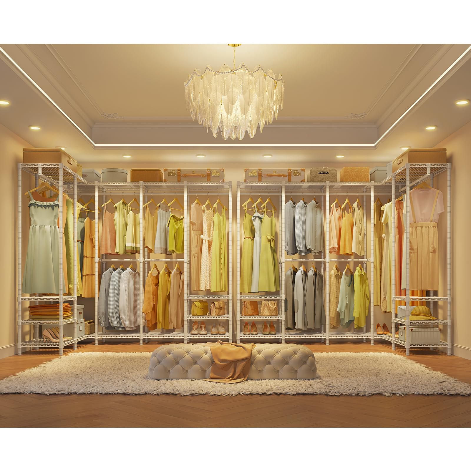 VIPEK V60 Extra Large Clothes Rack Portable Closet Rack Freestanding Wardrobe Heavy Duty Garment Rack Metal Closet for Hanging Clothes, Bedroom Storage Organizer, Max Load 1620lbs, White