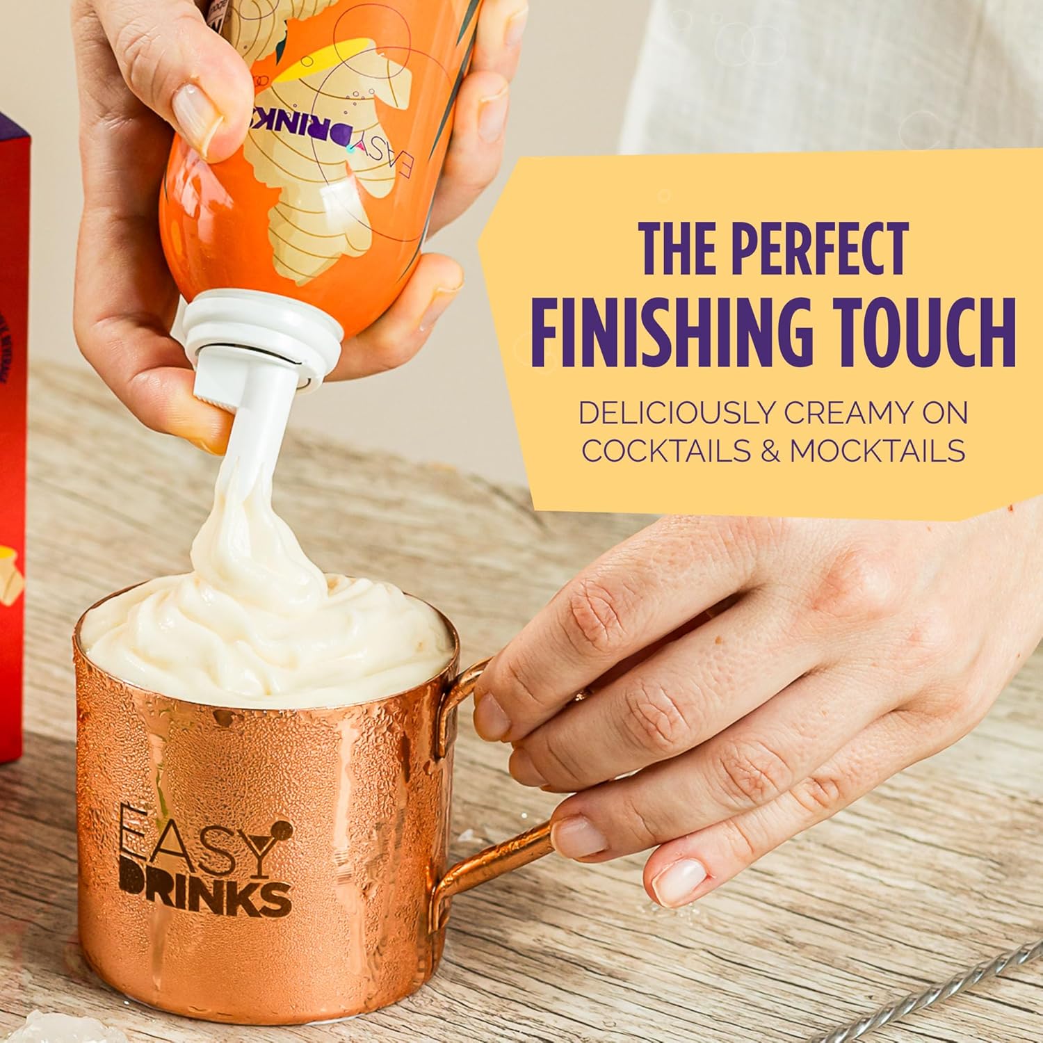 Set of 2 Ginger Whipped Topping for Drinks – Creamy Cold Foam for Beverages - Garnish and Topper for Cocktails, Mocktails, and More – 32 Servings – Easy Drinks