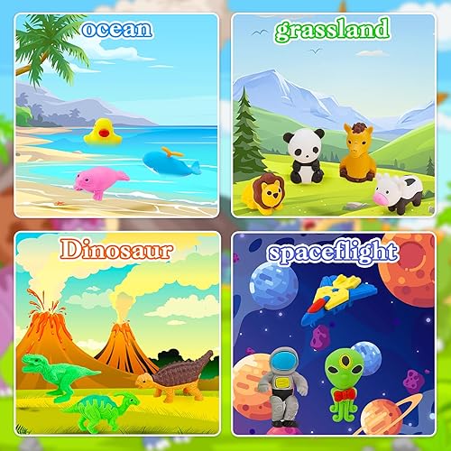 Miniatura 3 de 130 borradores de animales para niños, borradores de lápices de escritorio, rompecabezas para mascotas, mini borradores de alimentos para animales,