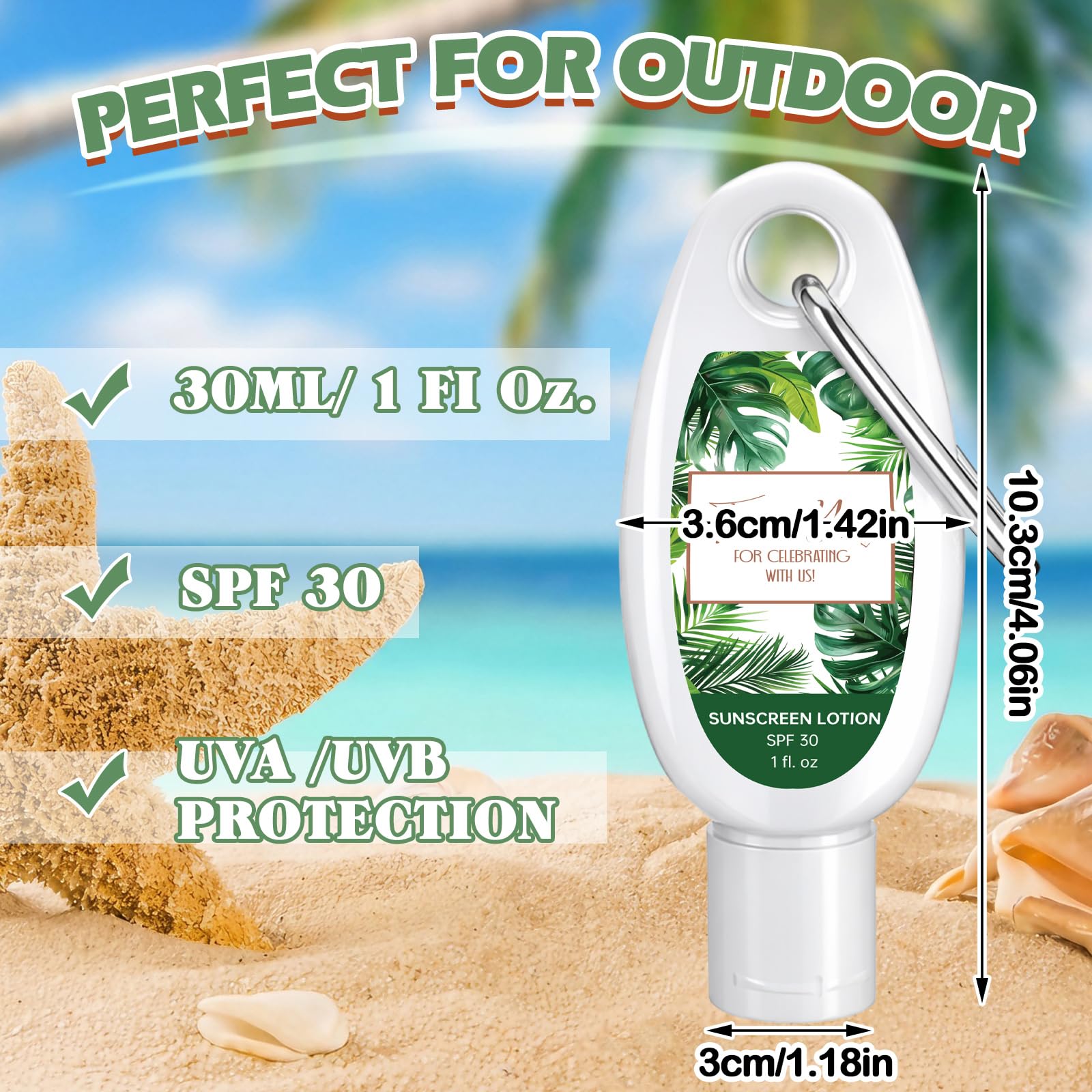 Leelosp Mini SPF 30 Sunscreen Lotion with Carabiner
