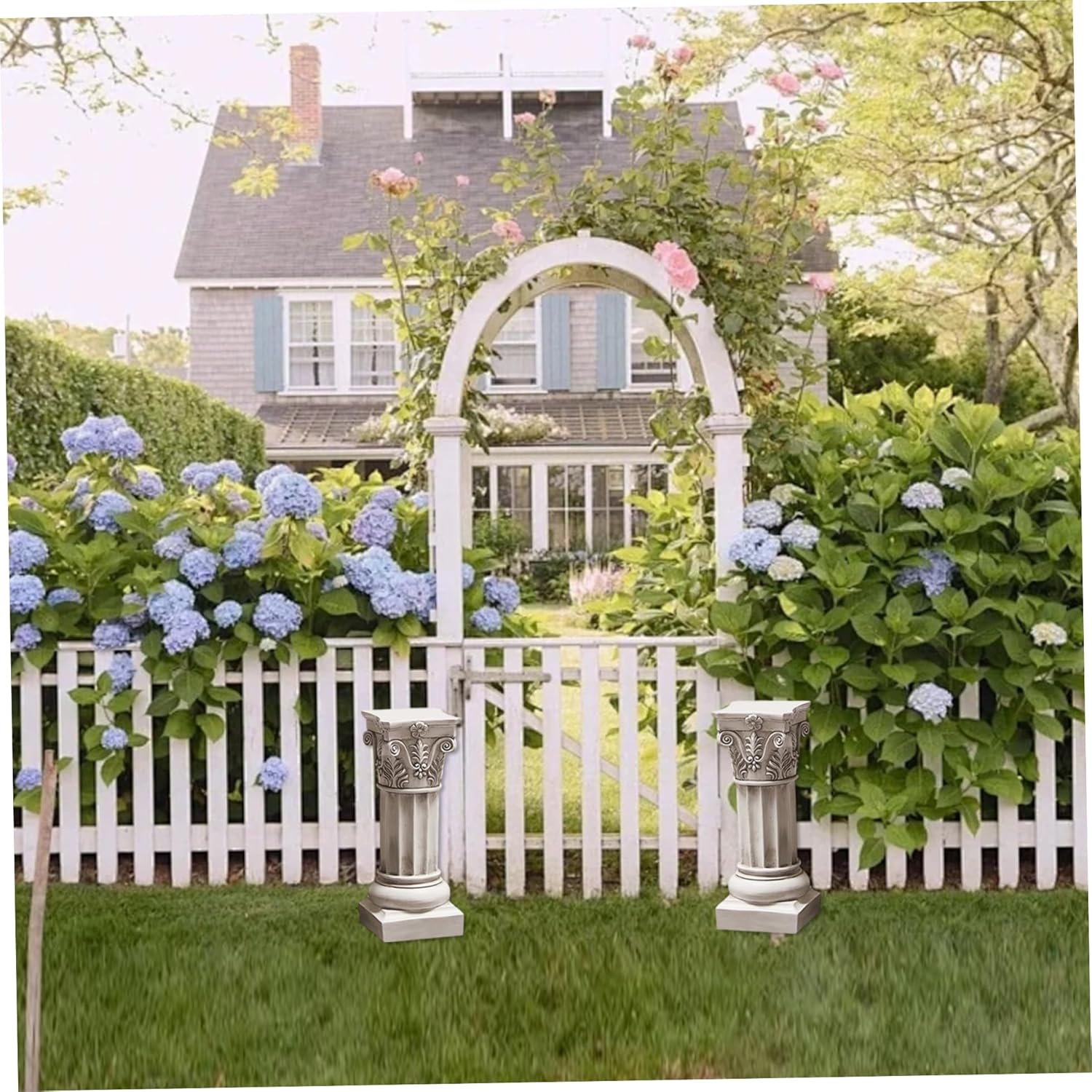 Classical Column Stand 13.6 Inch White Roman Pillar Pedestal Resin Display Column for Home Decor Large