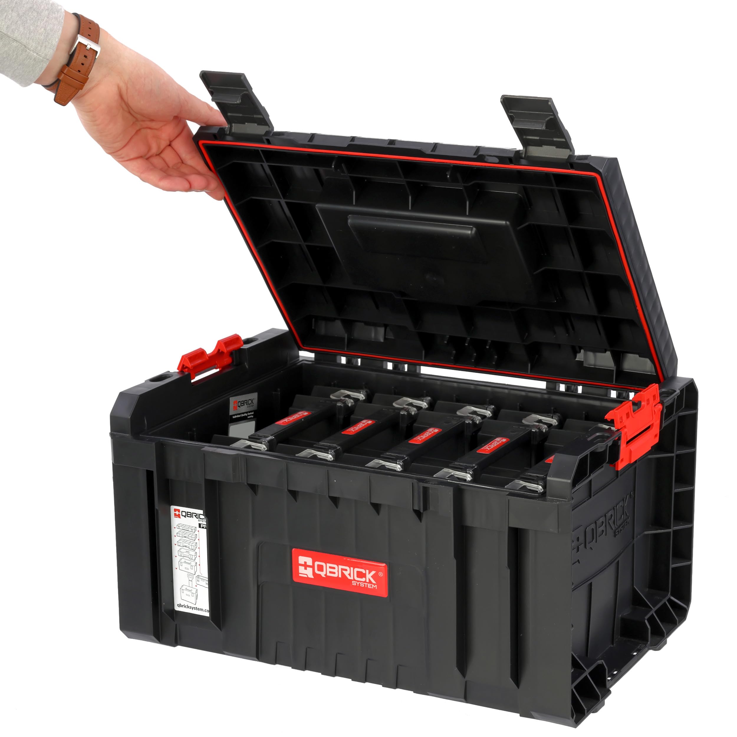 Botella Caja de herramientas con 5 organizadores modular PRO Construcción plástica reforzada.
