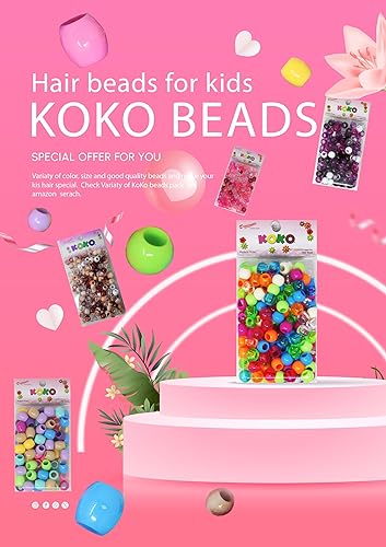 Miniatura 7 de Alrededor de 60 cuentas de poni de 0.709 x 0.591 in de alta calidad al por mayor, cuentas para trenzas de cabello, cuentas para manualidades