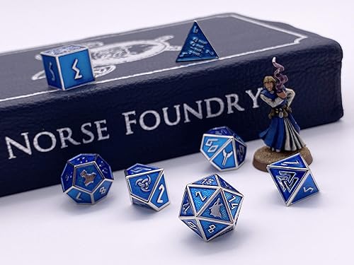 Miniatura 3 de Juego de 7 Brujas Fire Norse Series Full Metal Polyhedral Dice por Norse Foundry  RPG Math Games DND Pathfinder