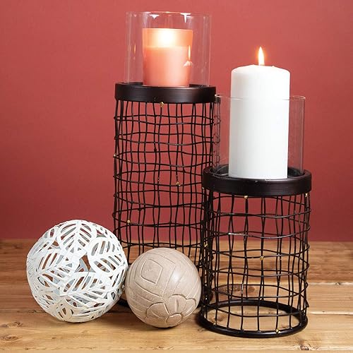 Miniatura 2 de Foreside Home & Garden Escultura decorativa de metal envejecido con patrón de hojas cortadas con láser, 40 unidades