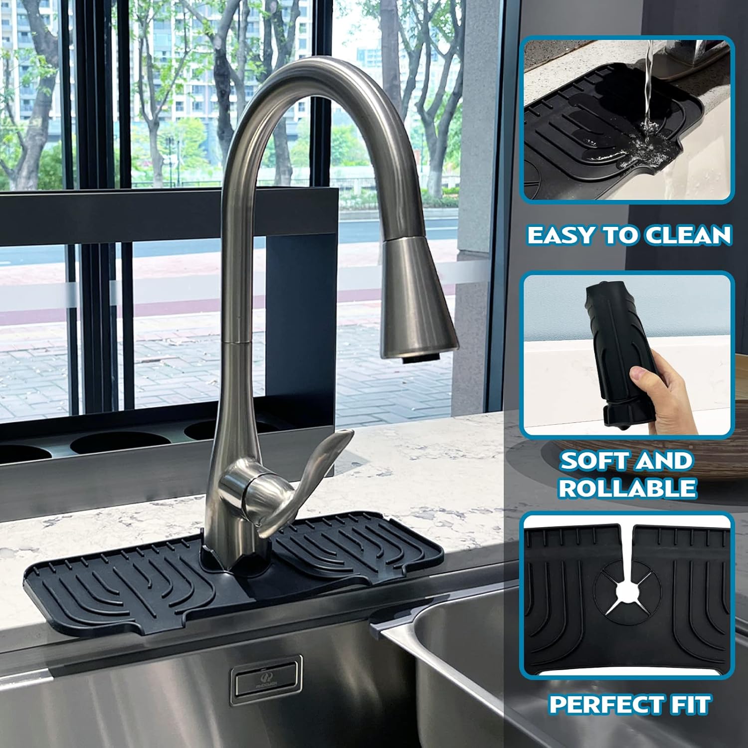 Protector de salpicaduras de fregadero, protector de grifo de