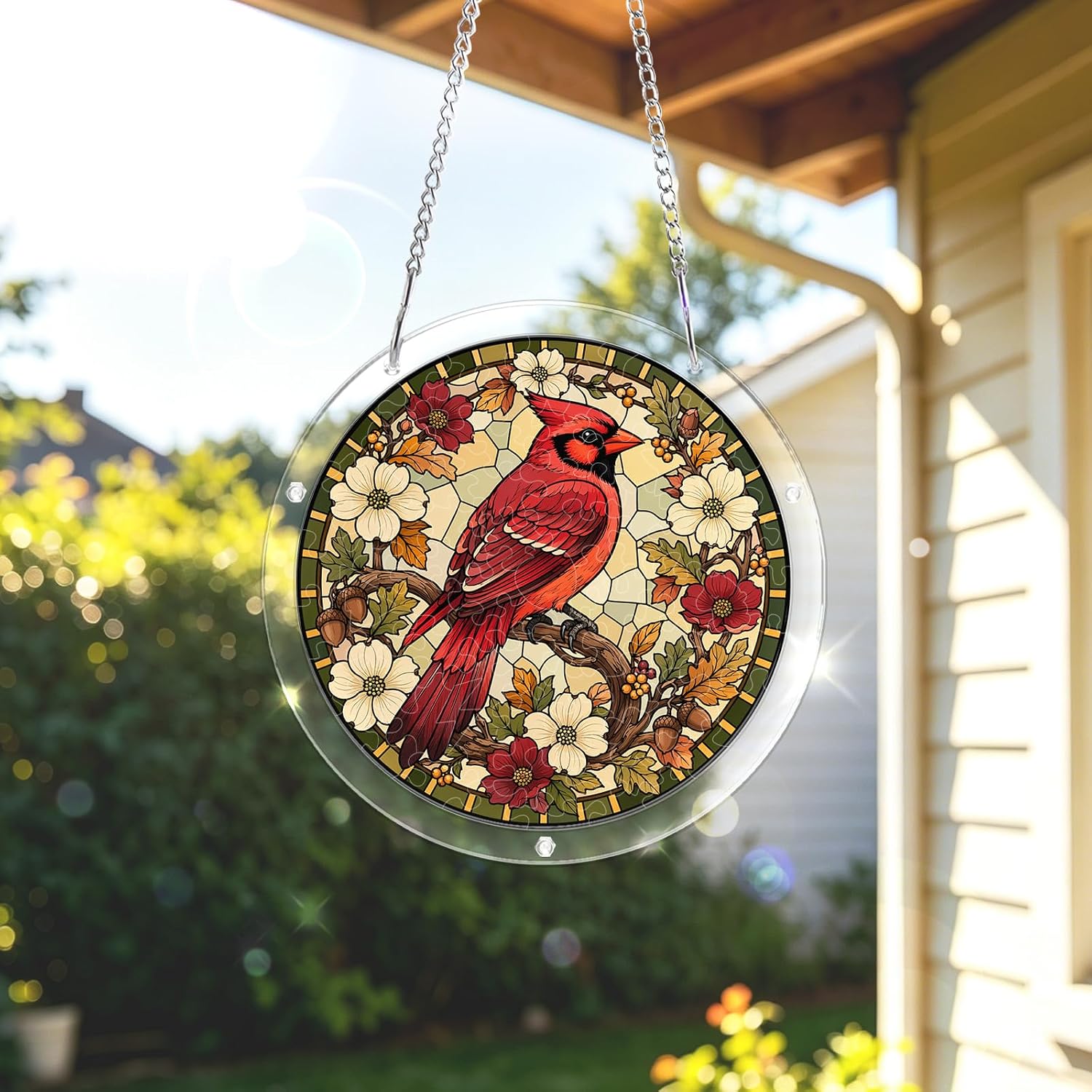 Acrylic Puzzle Suncatcher, Northern Cardinal Sun Catchers Puzzle for Window Hanging, DIY Craft Puzzles for Adults, Ideal Gift for Women, Men, Wife, Mom, Home & Garden Decor, 8.9 in