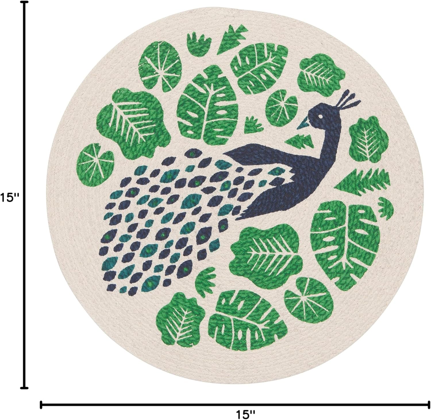 Now Designs 1035010aa Round Braided Cotton Placemats, Set of Four, Wild Bunch