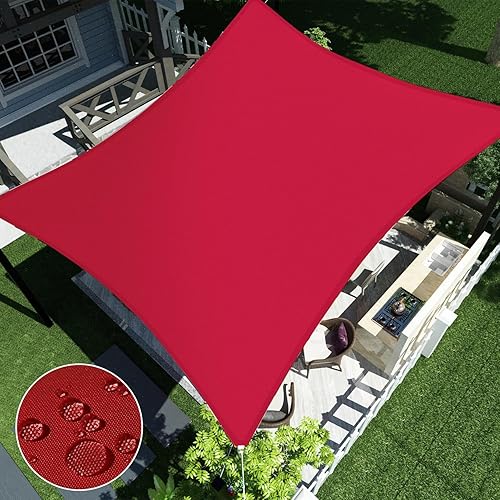 ECOOPTS Toldo rectangular impermeable, 10 x 15 pies, bloqueo UV, para patio al aire libre, pérgola, jardín (rojo)