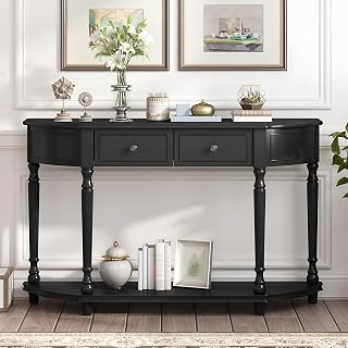 Sami Handicraft Console Table 2 Drawers Bottom Shelf 132x33x85cm, 245lbs Capacity 52 Inch Sofa Table Storage Solid, Entryw... Price In India