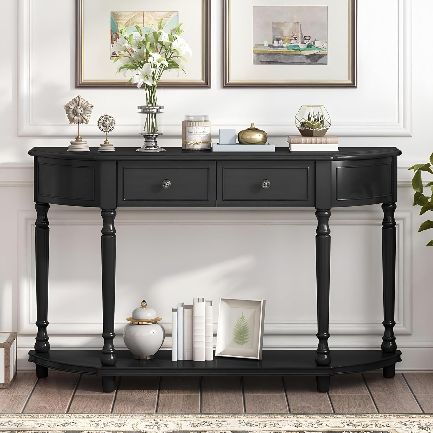 Sami Handicraft Console Table 2 Drawers Bottom Shelf 132x33x85cm, 245lbs Capacity 52 Inch Sofa Table Storage Solid, Entryw... - Review, Price and Buying Guide