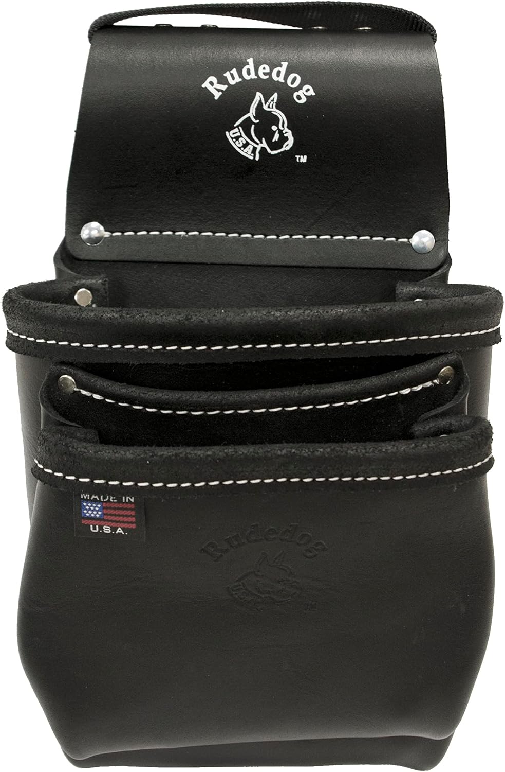 Professional Leather 2 Pocket Utility Tool Bag - Premium Grade/Heavy-Duty Construction - Rudedog USA #1042