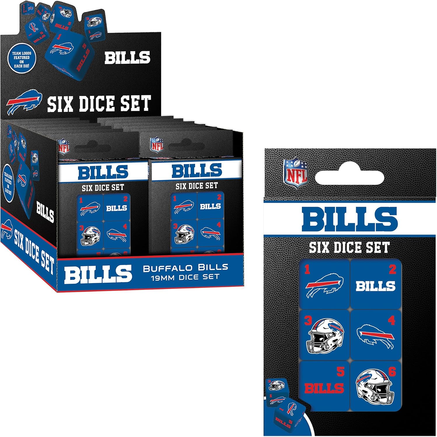 Masterpieces Officially Licensed NFL Buffalo Bills - 6 Piece D6 Gaming Dice Set for Children and Adults